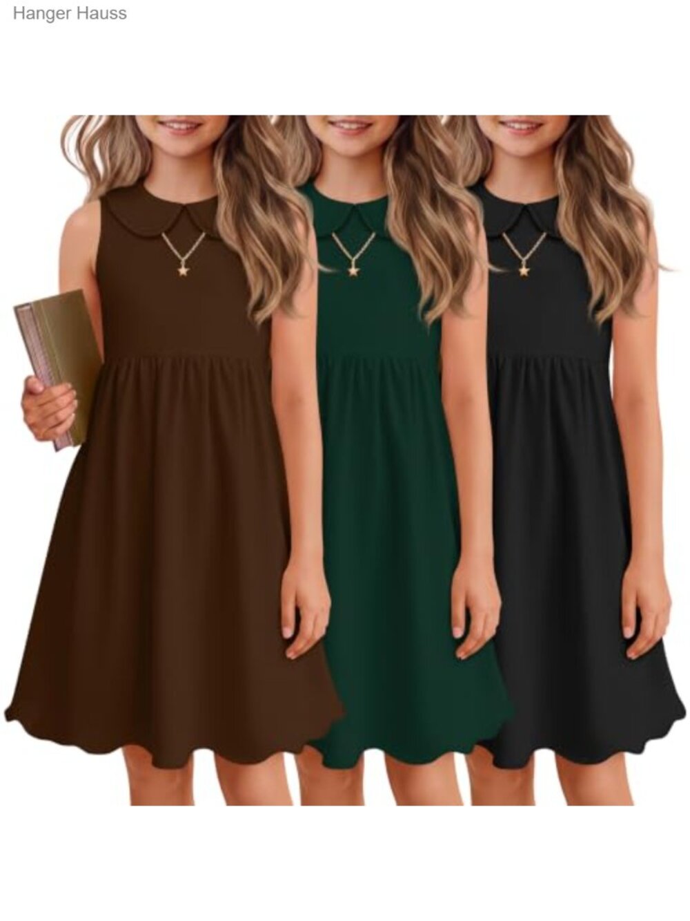 Girls Sleeveless Tank Dresses 3 Pack Casual A-Line